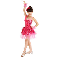 3 Colors Children Paillette Latin Ballroom Dance Dress Girl Dancewear Costume 5-9 Years NW
