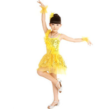 3 Colors Children Paillette Latin Ballroom Dance Dress Girl Dancewear Costume 5-9 Years NW