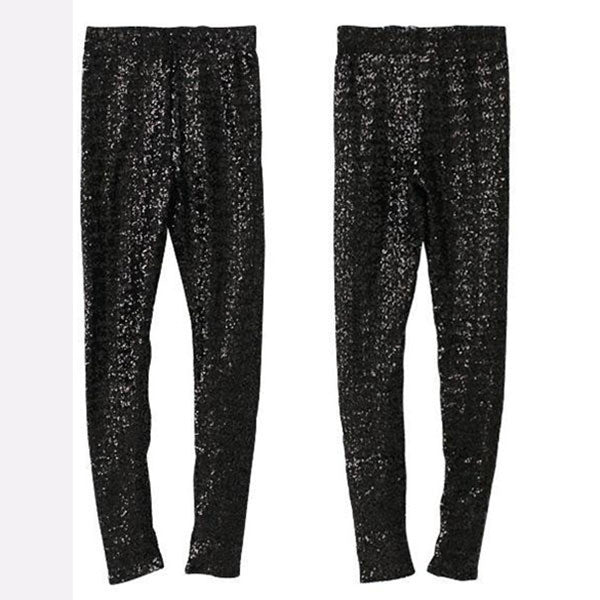 3 Colors Women Fashion Sequin Stretchy Leggings Bling Paillette Slim Legging Pencil Pants NW