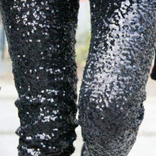 3 Colors Women Fashion Sequin Stretchy Leggings Bling Paillette Slim Legging Pencil Pants NW