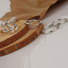 4PCS Set Cute Heart-shaped Simulated Diamond Leaves Rings Urban Crystal Plain Above Knuckle Ring Band Midi Ring Gold Silver NW