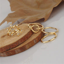4PCS Set Cute Heart-shaped Simulated Diamond Leaves Rings Urban Crystal Plain Above Knuckle Ring Band Midi Ring Gold Silver NW