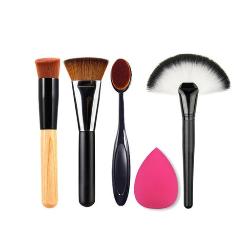 5Pcs Set Makeup Brushes Tools Powder Blush Set Beauty Foundation Brush Sponge Puff Contour Brushes Pincel Maquiagem NW