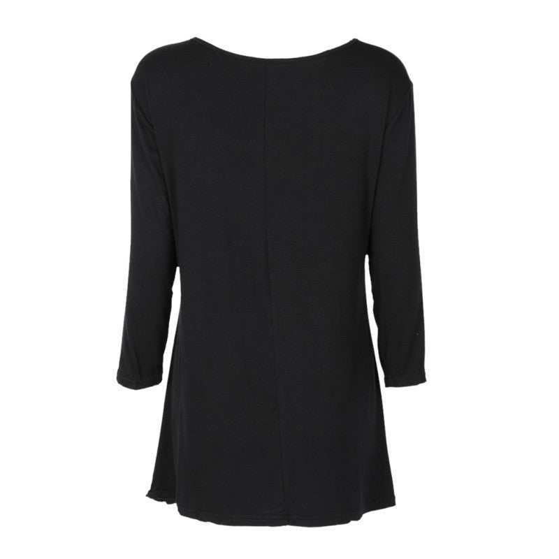 7 Colors Women Plus Size Casual Loose Round Neck T-shirt Solid Color Three Quarter Top S-XXL Size NW