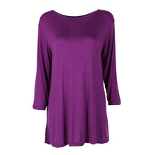 7 Colors Women Plus Size Casual Loose Round Neck T-shirt Solid Color Three Quarter Top S-XXL Size NW