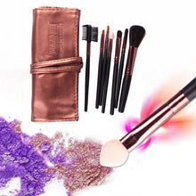 7pcs set Makeup Blush Eyeshadow Lip Brush Cosmetic Brushes Set Kit Leather Case Beauty NW