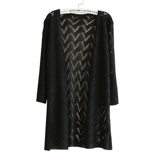 9 Colors Women Wave Stripe Casual Long Sleeve Cardigan Knit Sweater Coat Outwear Open Stitch NW
