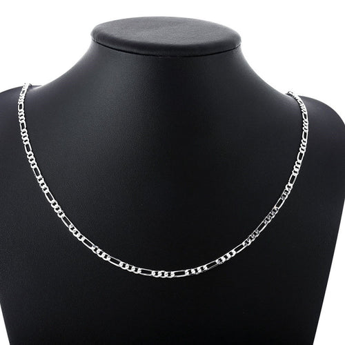925 sliver Fashion 4MM Chain Figaro Necklace 16-30 Inch Basic Necklace NW