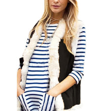 Women Flocking Faux Fur Sleeveless Vest Jacket Feminino Leather Patchwork Warm Waistcoat Colete Coats Outwear NW