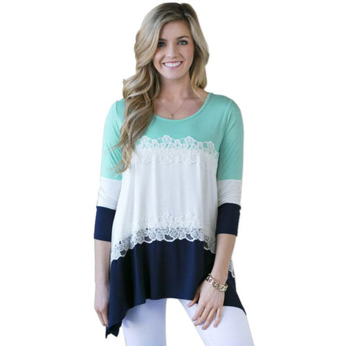 Women Lady Long Sleeve Loose Blouse Lace Flower Pattern Cotton Tops S-XL NW