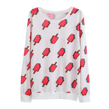 Women casual fitness Suits Thin Cotton Hoodies Animal Ice Cream Dog Print Cute Loose Pullovers Sweatshirts Tracksuit NW