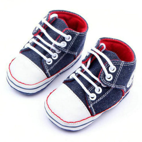 Baby Boy Girls Cute Canvas Soled Shoes Toddler Infants Crib Walk Shoes 0-12M NW