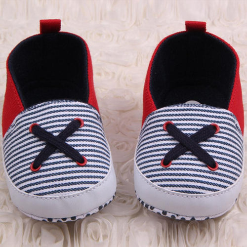 Baby Boy Girls Soft Sneaker Sole Crib Canvas Casual Shoes Red Blue 0-12M NW