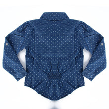 Baby Girl Kid Denim Shirt Long Sleeve Polka Dots Blue Cowboy Lapel Blouse 2-7Y NW