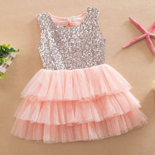 Baby Girl Layered Tutu Dress Kids Sleeveless Hollow Out Back Bow Sequined Dresses Children Clothing NW