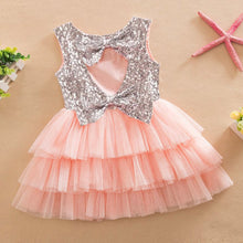 Baby Girl Layered Tutu Dress Kids Sleeveless Hollow Out Back Bow Sequined Dresses Children Clothing NW