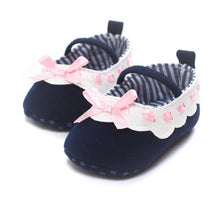 Baby Girls Bowknot Princess Crib Shoe Anti-Slip First Walkers 11 12 13 Soft Soled Shoes NW