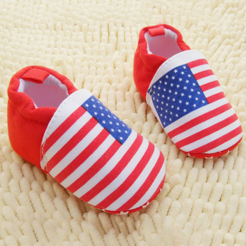 Baby Girls Boys Red White Stripes Crib Shoes Soft Sole Infants Shoes Prewalker NW