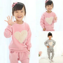 Baby Girls Clothing Sets Kids Long Sleeve Tops T-shirts Pants Heart Outffits Homewear Clothes Set NW