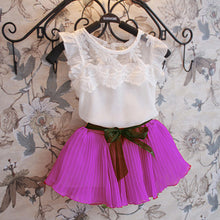 Baby Girls Kids Clothing Sets Chiffon Floral T-shirt Bow Skirts Set Party Tutu Dress 2-6Y Clothes NW