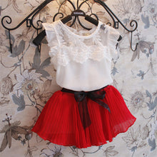 Baby Girls Kids Clothing Sets Chiffon Floral T-shirt Bow Skirts Set Party Tutu Dress 2-6Y Clothes NW