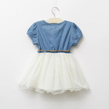 Baby Girls One piece Dress Lace Button Belt Short Sleeve Clothes Dresses NW