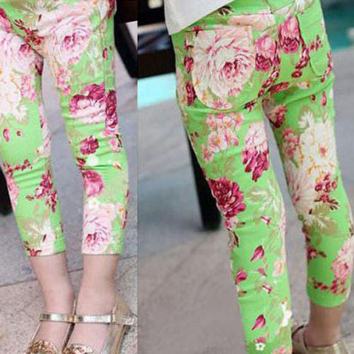Baby Girls Pattern Printed Pants Toddler Kids Jeans Skinny Trousers Pencil Pants 1-6Y NW