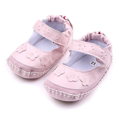 Baby Girls Shoes Soft Baby PU Leather Sneakers Cute Toddle flower princess shoes pink white NW