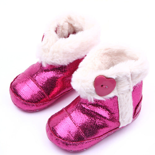 Baby Infant Girls PU Leather Booties Warm Furry Soft Todder Boots Shoes NW