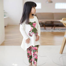 Baby Kids Girls Clothing Sets Long Sleeve Irregular Hem Bear T Shirt Flower Pants Outfits Set 2-7Y NW