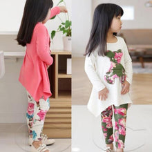 Baby Kids Girls Clothing Sets Long Sleeve Irregular Hem Bear T Shirt Flower Pants Outfits Set 2-7Y NW