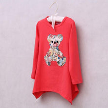 Baby Kids Girls Clothing Sets Long Sleeve Irregular Hem Bear T Shirt Flower Pants Outfits Set 2-7Y NW