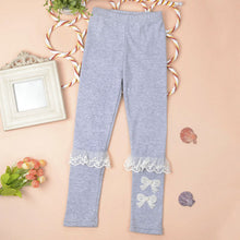 Baby Kids Girls Cotton Leggings Lace Bowknot Stretch Pants Trousers 2-7Y NW