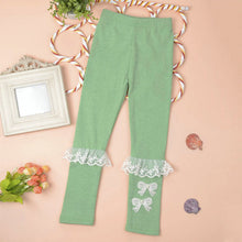 Baby Kids Girls Cotton Leggings Lace Bowknot Stretch Pants Trousers 2-7Y NW