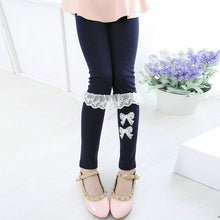 Baby Kids Girls Cotton Leggings Lace Bowknot Stretch Pants Trousers 2-7Y NW