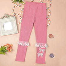 Baby Kids Girls Cotton Leggings Lace Bowknot Stretch Pants Trousers 2-7Y NW