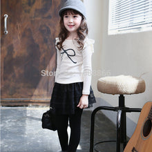 Baby Kids Girls Long Sleeve Cotton Shirt Big Bow Ruffle Sleeve T-shirt Tops 2-7YFree ping NW