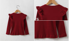 Baby Kids Girls Long Sleeve Cotton Shirt Big Bow Ruffle Sleeve T-shirt Tops 2-7YFree ping NW