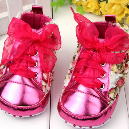 Baby Kids Girls Rose Flower Shoes Lace Soft Sole Casual Toddler Shoes Prewalkers NW