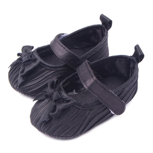 Baby Shoes First Walkers Toddler Girl Silk Bowknot Fold Upper Shoes Soft Sole Sneakers 0-12M NW