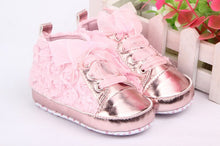 Baby Shoes Girls Toddler Soft Sole with Rose Flowers children shoes Infant Lace Shoes NW
