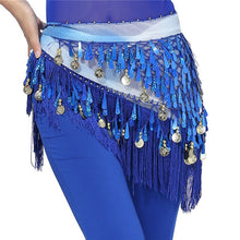 Belly Dance Hip Skirt Scarf Wrap Waist Belt Three Layers Gold Coins Sequins S52 NW