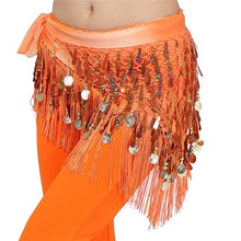 Belly Dance Hip Skirt Scarf Wrap Waist Belt Three Layers Gold Coins Sequins S52 NW