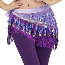 Belly Dance Hip Skirt Scarf Wrap Waist Belt Three Layers Gold Coins Sequins S52 NW