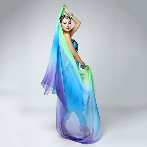 Belly Dancing Veil Gradient Colorful Imitation Silk Soft Shawl Veil 6 colors VU292 NW