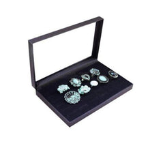 Black 36 Slots Velvet Rings Jewelry Showcase Display Case Storage Box Holder NW