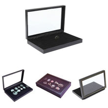 Black 36 Slots Velvet Rings Jewelry Showcase Display Case Storage Box Holder NW