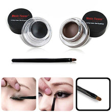 Black Brown 2in1 Waterproof Eye Liner Gel Eyeliner Shadow Cosmetic Makeup Brush Sets NW