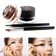Black Brown 2in1 Waterproof Eye Liner Gel Eyeliner Shadow Cosmetic Makeup Brush Sets NW