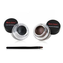 Black Brown 2in1 Waterproof Eye Liner Gel Eyeliner Shadow Cosmetic Makeup Brush Sets NW